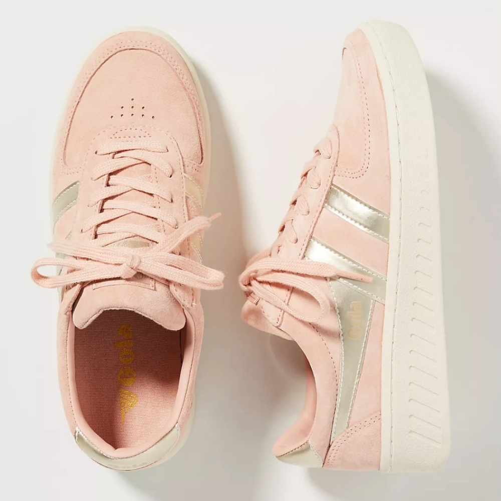 Gola Grand Slam Sneakers Suede Pink Gold Silver Size 9 EU 40